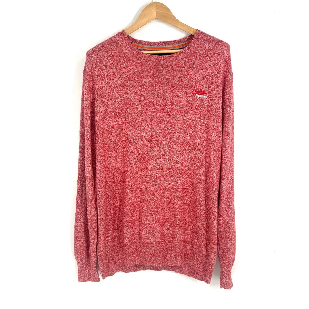 Superdry Premium‎ Knitwear Co Red Sweater Mens 3XL Cotton Blend Casual